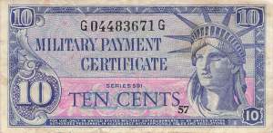 USA MPC Series 591 p.M44 10 Cents 1961 F